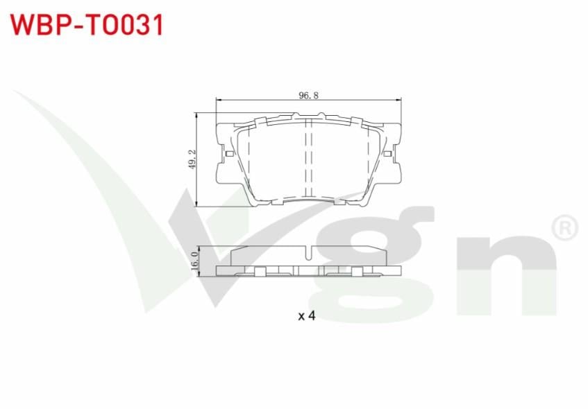 FREN BALATA ARKA TOYOTA RAV4 III (ACA3_, ACE_, ALA3_, GSA3_, ZSA3_) 2.0 VVT-I 2005-2012 / RAV4 III 2.2 D 2005-2012 / RAV4 III 2.2 D-4D 2005-2012 / RAV4 III 2.0 VVT-I 2005-2012