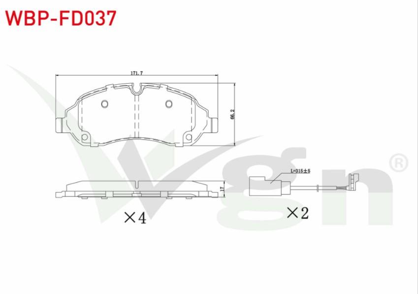 FREN BALATA FISLI ON FORD TRANSIT (CIFT TEKER) 2.2 TDCI 17.00mm 2014-