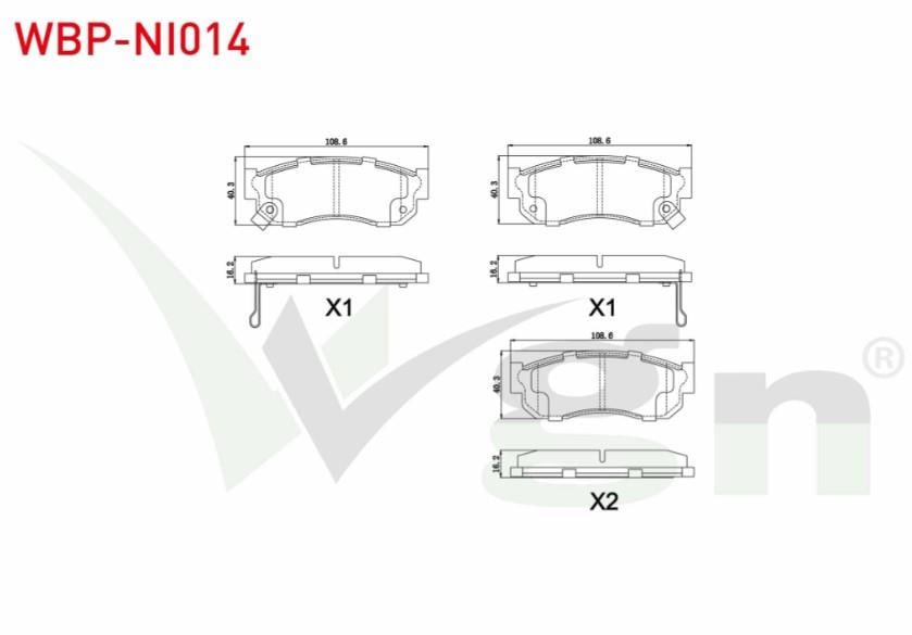 FREN BALATA IKAZLI ON NISSAN SUNNY II (N13) 1.6i 1986-1991/ NISSAN SUNNY II (N13) 1.4 LX 1986-1991 / NISSAN SUNNY I (B11) 1.3 16.00mm 1982-1990