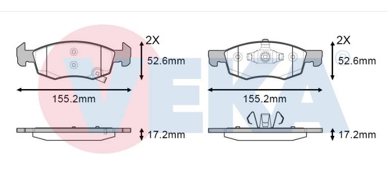 FREN BALATA IKAZLI ON OPEL CORSA E 1.4 14 JANT 17.20mm 2014- 95517028