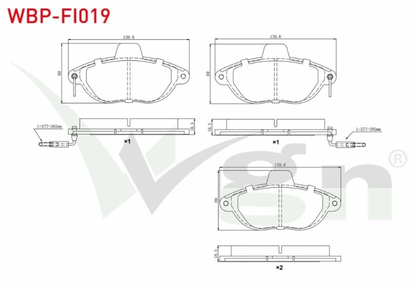 FREN BALATA ON FISLI FIAT SCUDO (220P) 1.9 D 1996-2006/ 2.0 JTD 1996-2006/ CITROEN JUMPY I 1.6 HDI 1994-2007/ JUMPY I 2.0 HDI 1994-2007/ PEUGEOT EXPERT 1.9 D 1996-2006/ EXPERT 2.0 HDI 1996-2006