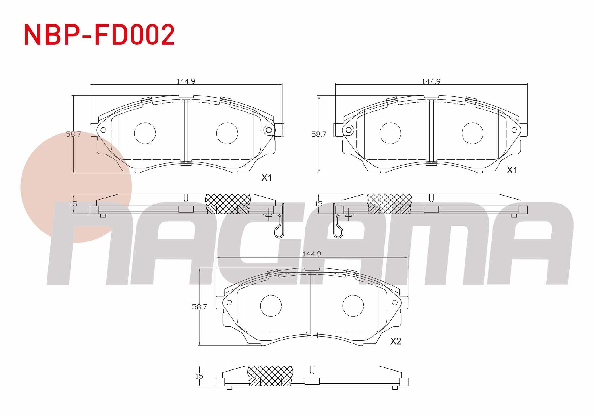 FREN BALATA ON IKAZLI FORD RANGER 2.5 TDCI 4X4 2002-2006 / RANGER 2.2 TDCI 2002-2006 / RANGER 3.0 TDCI 2002-2006 / RANGER 3.2 TDCI 2002-2006 / MAZDA B SERISI (UN) 2.5 D 1998-2006