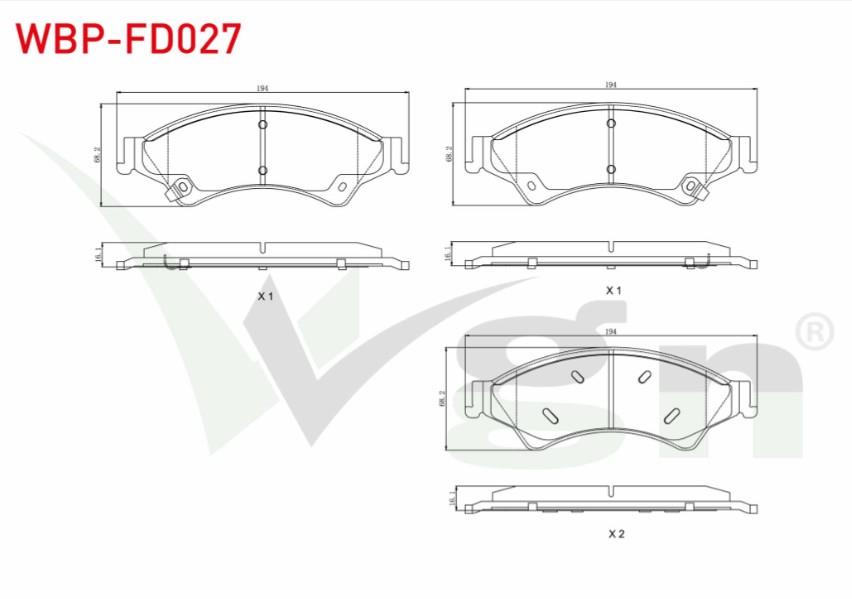 FREN BALATA ON IKAZLI FORD RANGER (TKE) 2.2 TDCI 4X4 2011- / RANGER (TKE) 2.5 TDCI 4X4 2011- / RANGER 3.0 TDCI 4X4 2011- /  MAZDA BT-50 2.5 CD 4X4 2006-