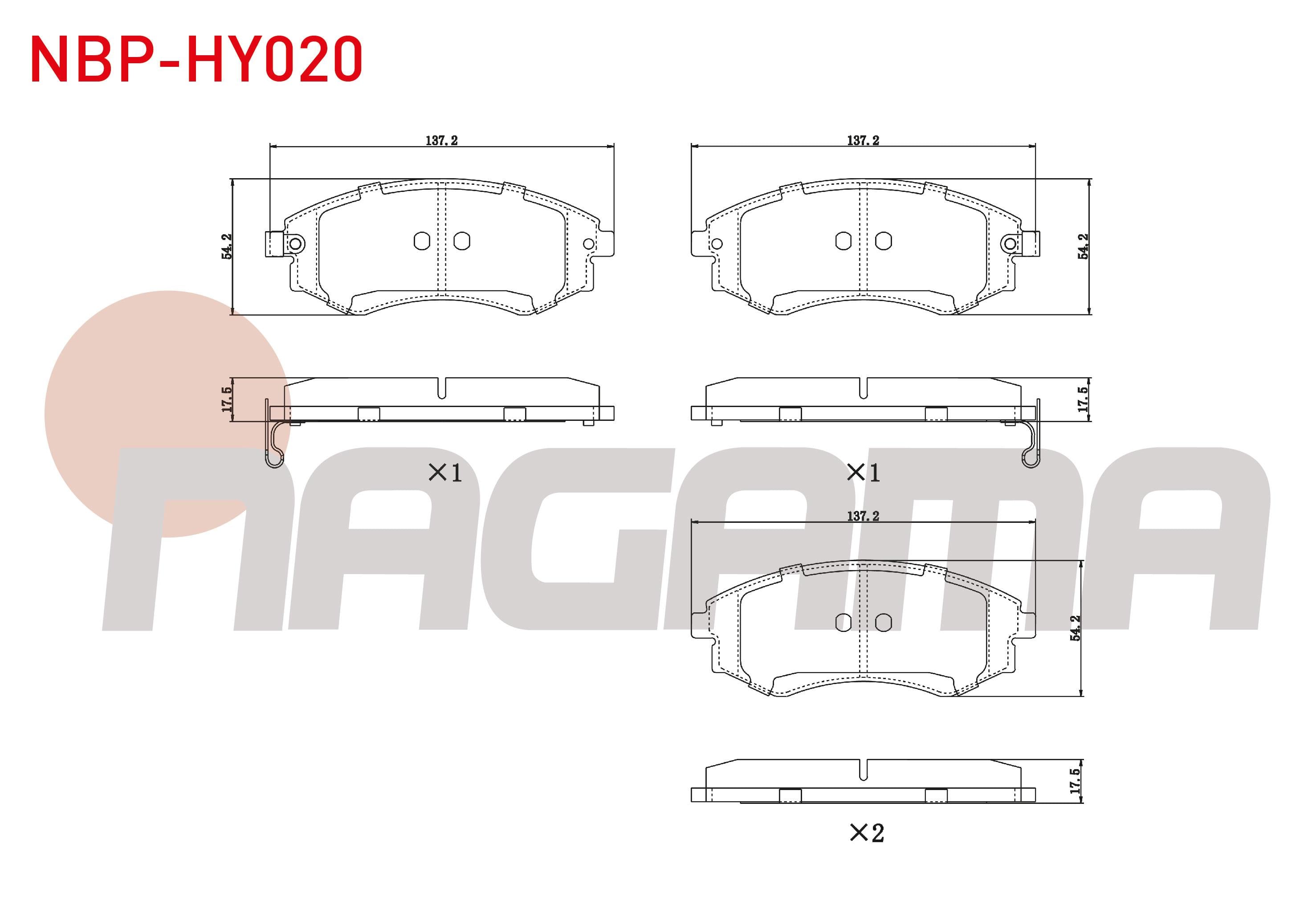 FREN BALATA ON IKAZLI HYUNDAI ELANTRA I-II 1.5 1990-2000/ 1.6i 16v 1990-2000/ SONATA I 2.0i 16v 1988-1993/ MAGENTIS 2.0 CRDI 2001-2005/ 2.0i 16v 2001-2005/ SSANGYONG KORANDO (KJ) 2.9 D 1996-2010