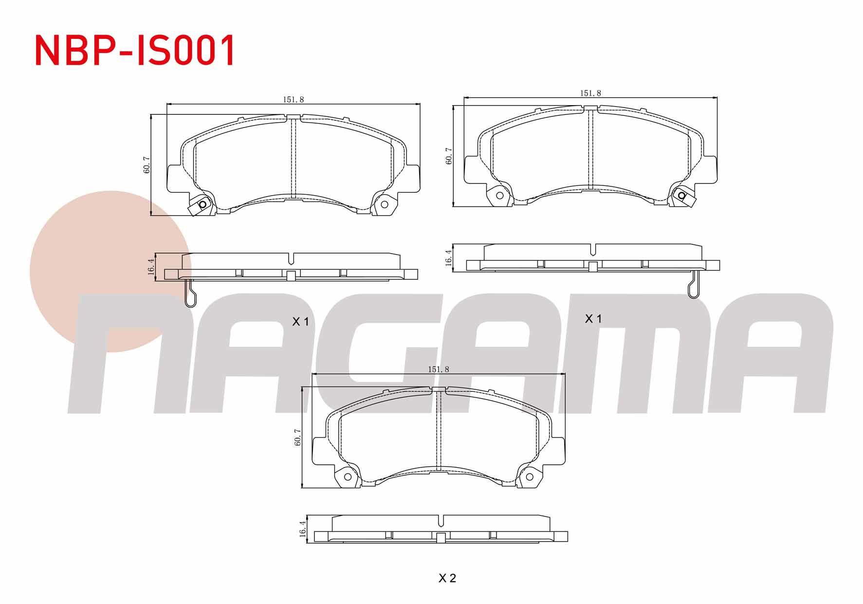 FREN BALATA ON IKAZLI ISUZU D-MAX (8DH) 2.5 D - 2.5 DITD - 3.0 D 2009-