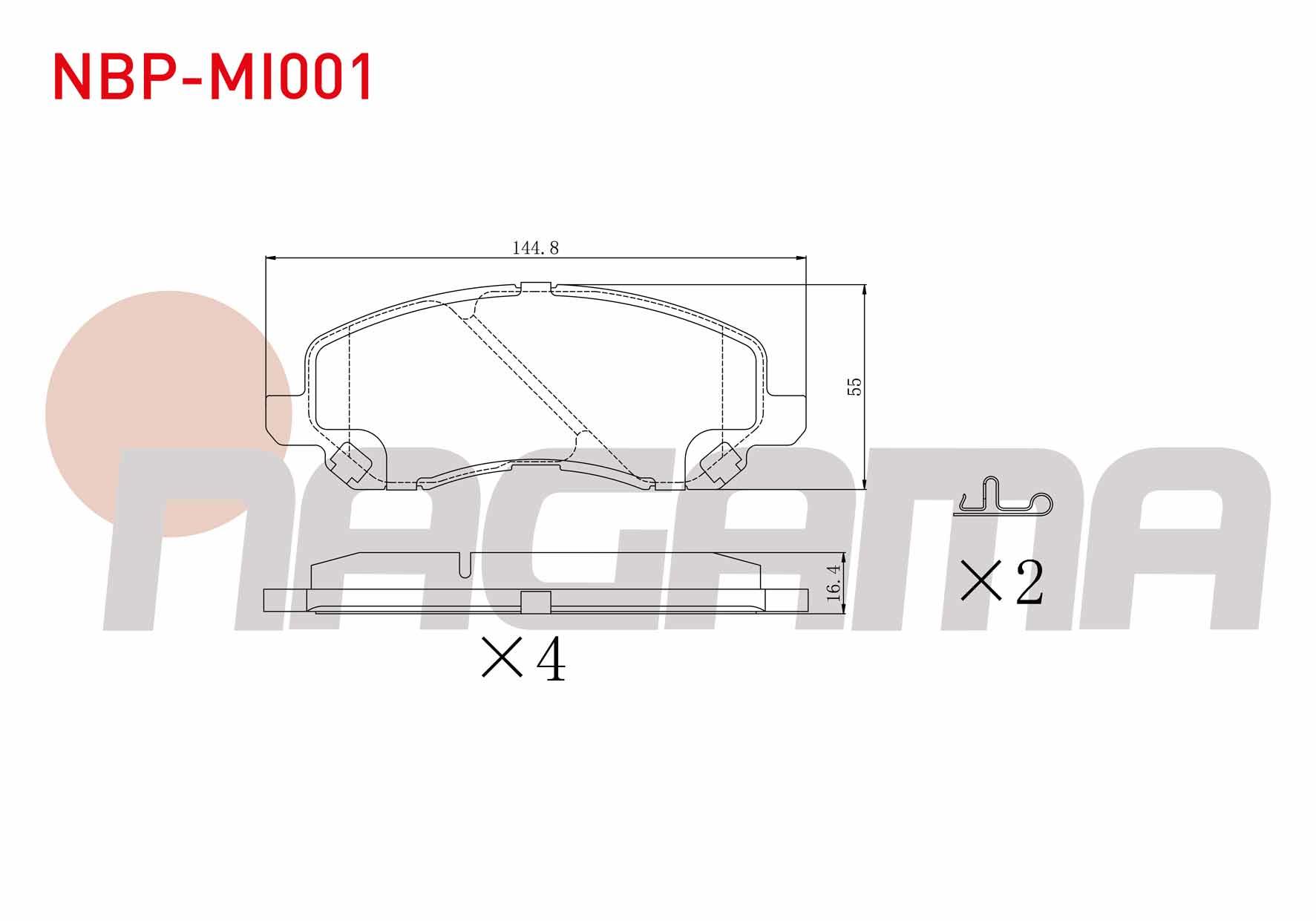 FREN BALATA ON IKAZLI MITSUBISHI LANCER VII 1.6 2003-2007/ LANCER 2.0 2007- / LANCER 1.8 2007-/ ASX 1.6 16 JANT 2010-/ ASX 1.8 4X4 16 JANT 2010-/ JEEP COMPASS 2.0 CRD 2006-/ COMPASS 2.4i 2006-