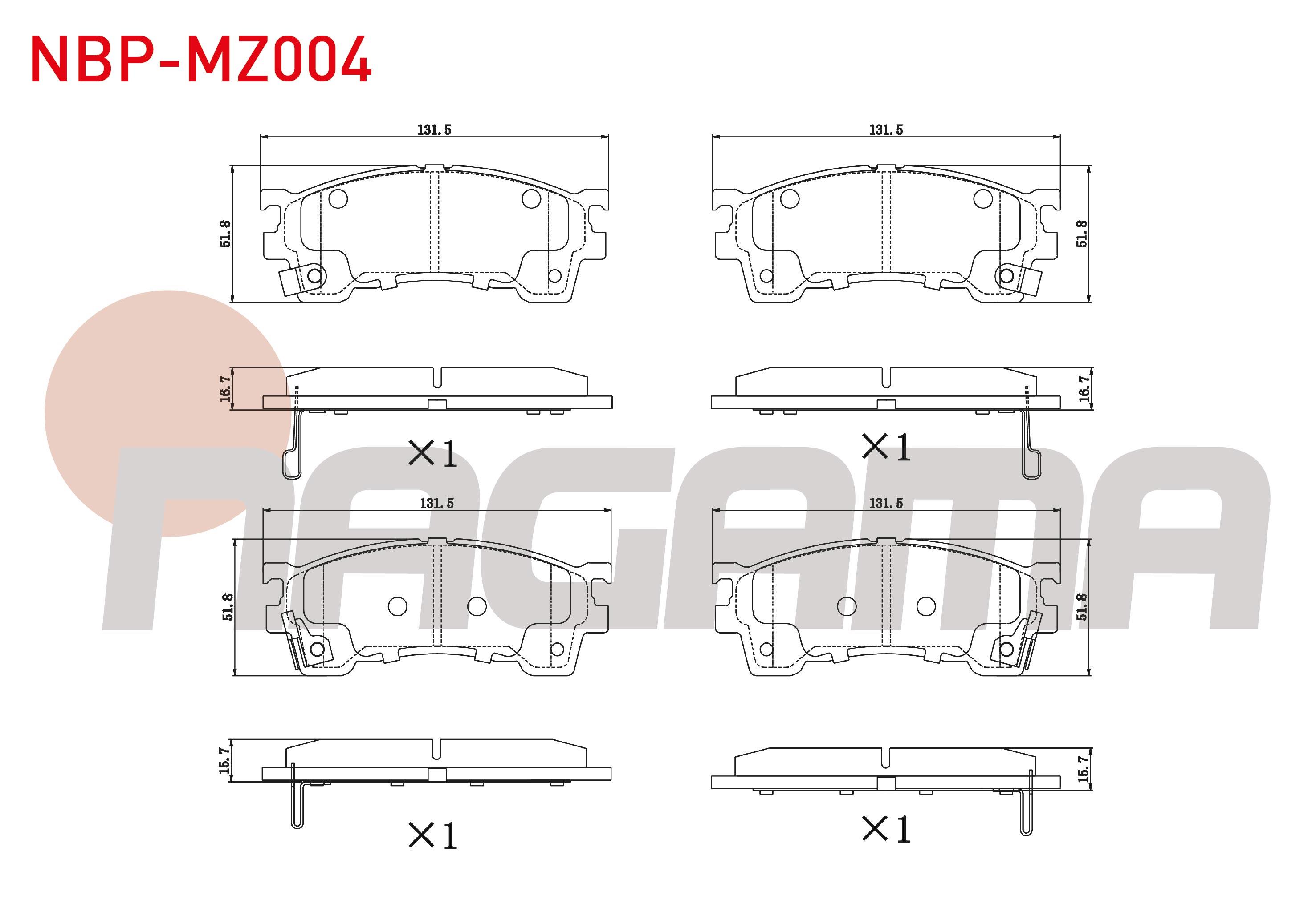 FREN BALATA ON MAZDA 626 IV (GE) 1.8i 1992-1997/ 626 IV (GE) 2.0i 1992-1997 /  626 V (GF) 1.8i 1997-2002