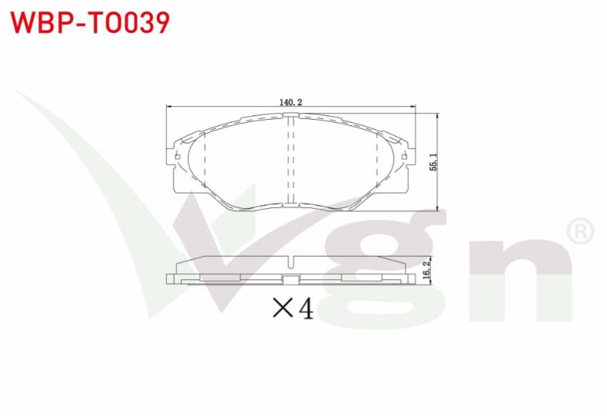 FREN BALATA ON TOYOTA HI-LUX PICK UP (TGN1_, GGN2_, GGN1_, KUN2_, KUN1_) 2.5 D-4D 4X2 15.60mm 2005-