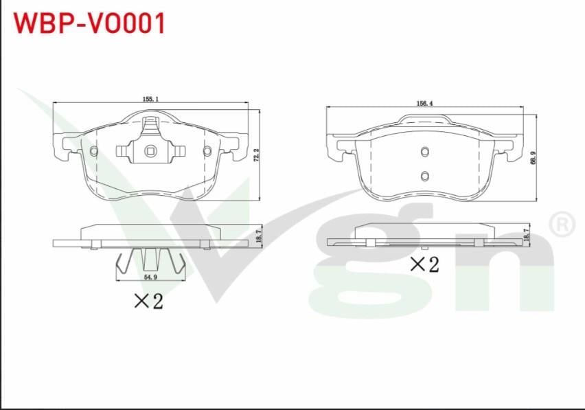 FREN BALATA ON VOLVO C70 I 2.0 1998-2005/ S60 I 2.0 T5 2000-2010/ S80 I 3.0 T6 1998-2006/ V70 I 2.0 T 1997-2000/ V70 II 2.0 T 2000-2007/ S 80 I 2.0 T 1998-2006/ S60 I 2.0 T 2000-2010