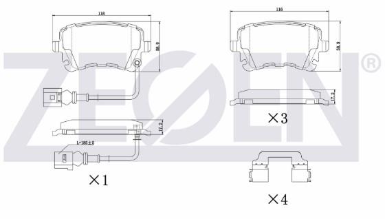 FREN BALATASI ARKA FISLI T5 1.9 TDI 2003-2011/ T5 2.5 TDI 2003-2011 7H0698451A 7H0698451B 7H0698451C 7H0698451D