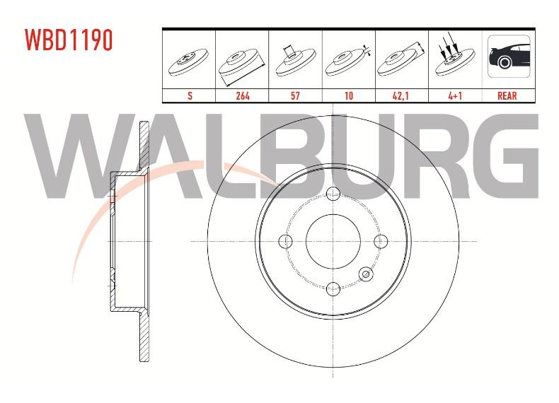 FREN DISKI ARKA DUZ OPEL COMBO C 1.3 CDTI 4 BIJON 264X10X57X42,1 2001-2006 93176548