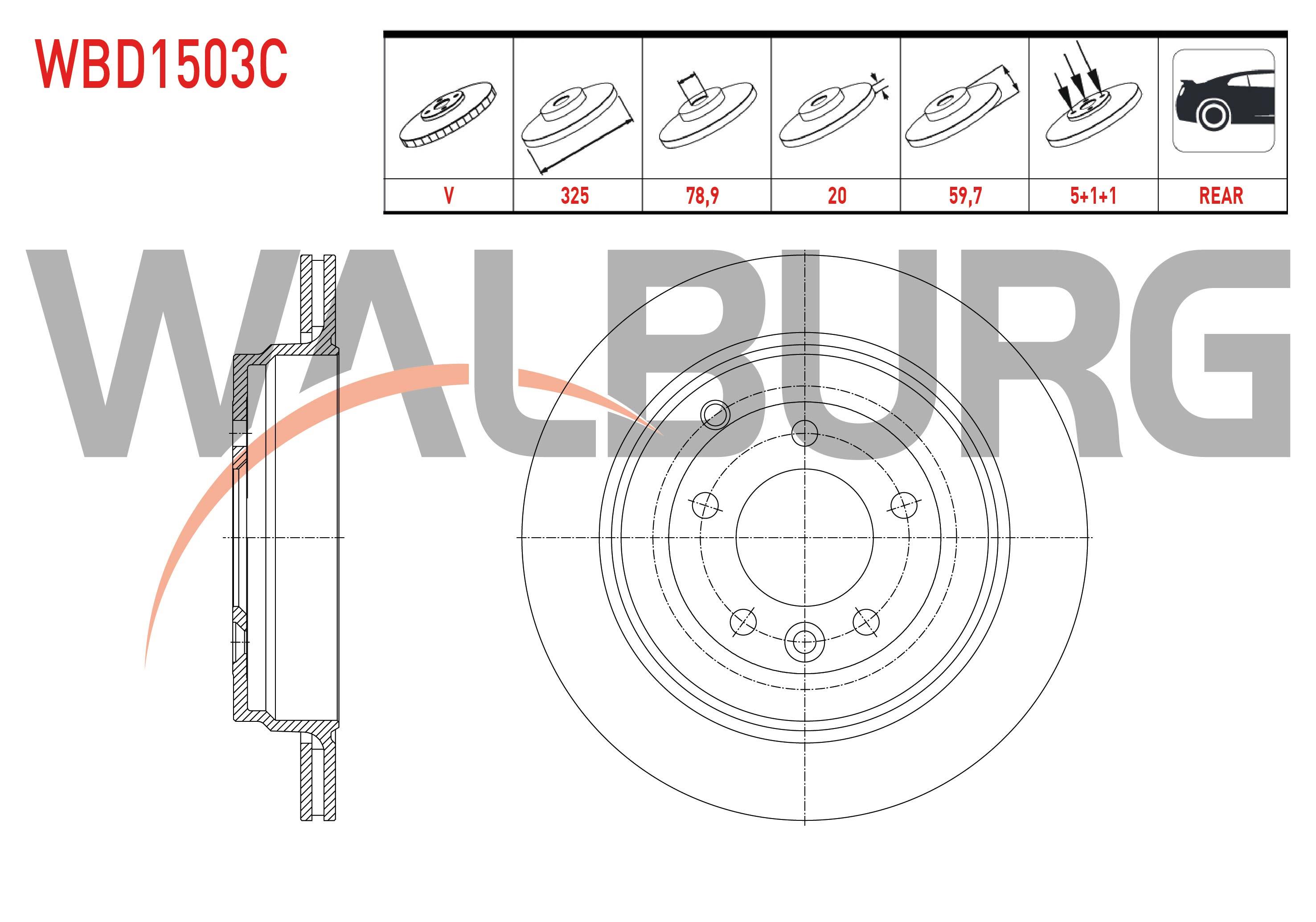 FREN DISKI ARKA HAVALI KAPLAMALI LAND ROVER DISCOVERY III (TAA) 2.7 V6 TDI 5 BIJON 325X20X78,9X59,7 2004-2010 SDB000635 SDB000632 SDB000633 SDB000634