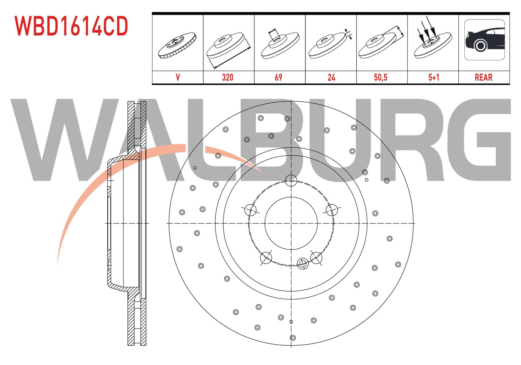 FREN DISKI ARKA HAVALI KAPLAMALI PERFORMANS DELIKLI 5 BJN 320X24X69X50,5 MERCEDES E SERISI (W213) E 300 - E 350 2016-/ GLC (X253) 220 D - 250 D - 300 D 2015-/ CLS (C257) CLS 350 D - 400 D 2017-