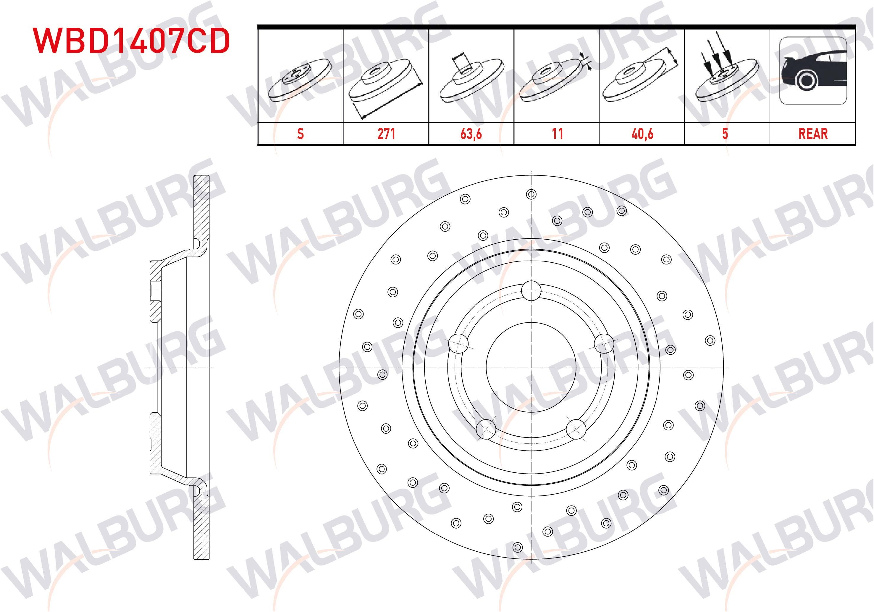 FREN DISKI ARKA HAVALI KAPLAMALI PERFORMANS DELIKLI 5 BJN 271X11X63,6X40,6 FORD FOCUS IV 1.5 EcoBoost 2018- / FOCUS IV 1.5 Ti-VCT 2018-