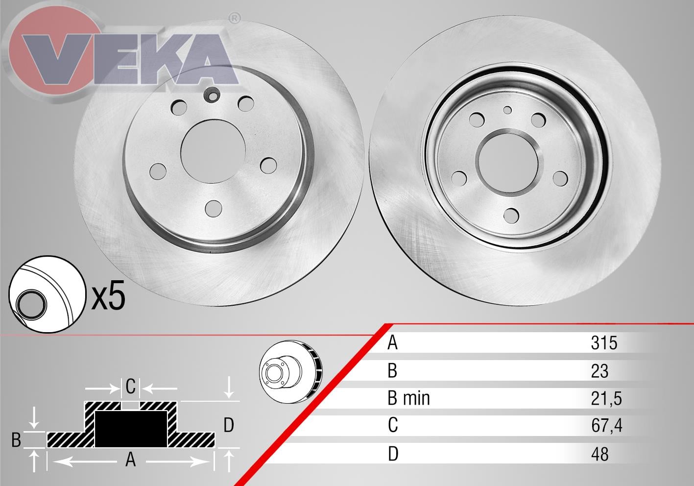 FREN DISKI ARKA HAVALI OPEL INSIGNIA 1.6 17 JANT 5 BIJON 315X23X67,4X48 2008- 569128