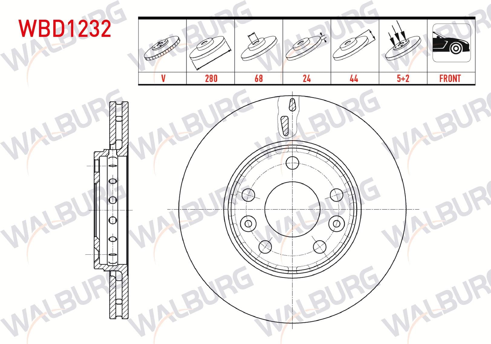 FREN DISKI ON HAVALI 5 BJN 280X24X68X44 CAPTUR II 20-/ FLUENCE 10-/ LAGUNA III 07-15/ MEGANE III 08-15/ MEGANE IV 16-/ SCENIC III 09-/ ZOE 12-/ DACIA