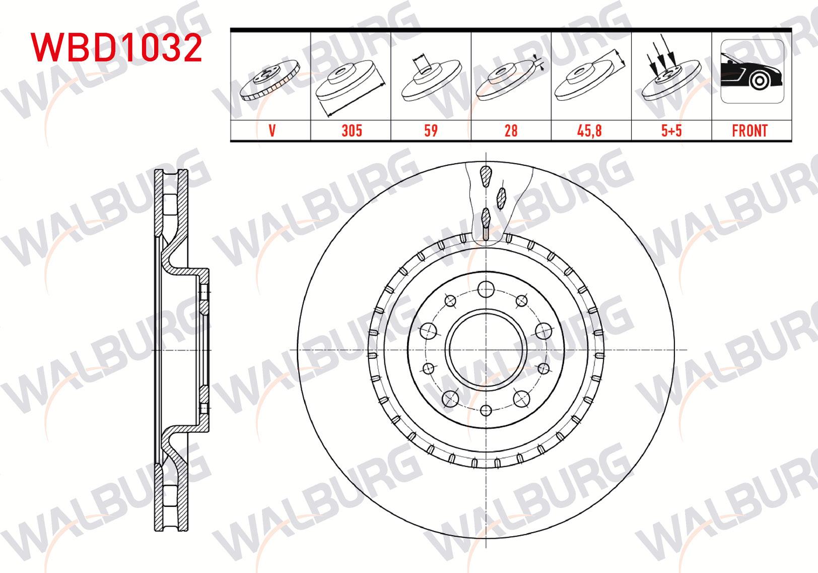 FREN DISKI ON HAVALI 5 BJN 305X28X59X45,6 FIAT DOBLO MAXI 1.6 MJT 2010- / DOBLO MAXI 1.3 MJT 2010- / DOBLO MAXI 1.4 2010-