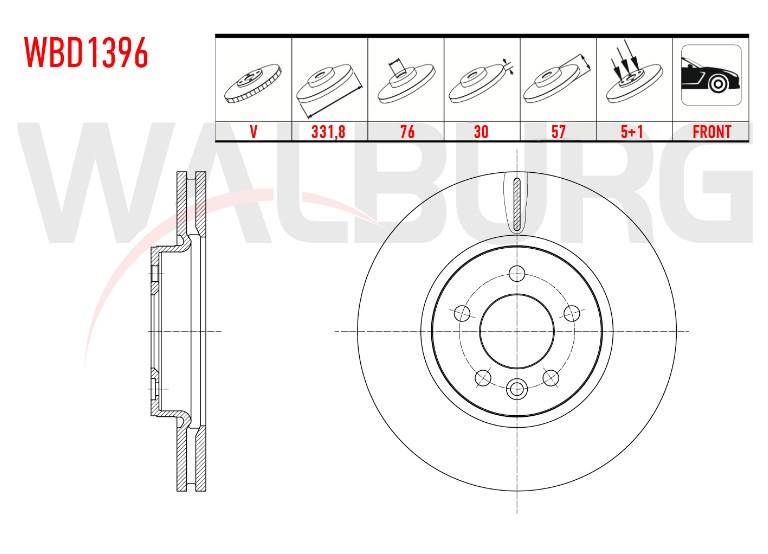 FREN DISKI ON HAVALI 5 BJN 331,1x30x76x57 VOLKSWAGEN AMAROK 3.0 TDI V6 2017-