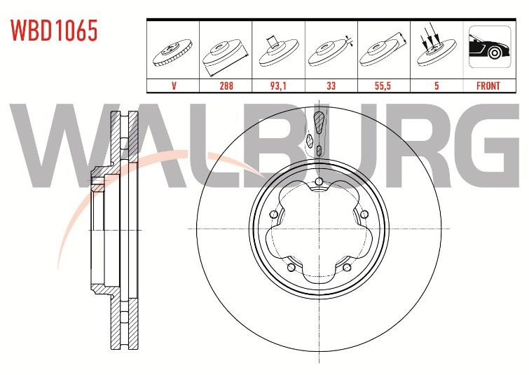 FREN DISKI ON HAVALI FORD TRANSIT CUSTOM (V362) 2.2 TDCI 5 BIJON 288X33X93,1X55,5 2012-  2256036 BK21 1125 B1D BK21 1125 BC