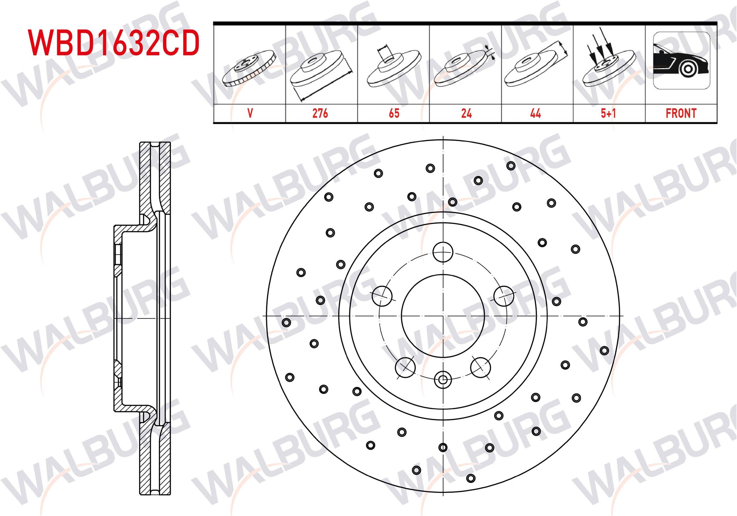 FREN DISKI ON HAVALI KAPLAMALI PERFORMANS DELIKLI 5 BJN 276X24X65X44 SKODA KAMIQ 2019- / SCALA 2019- / VW POLO VI 2017- / T-CROSS 2018- / SEAT ARONA 2017- / IBIZA V 2017- / AUDI A1 SPORTBACK 2018-