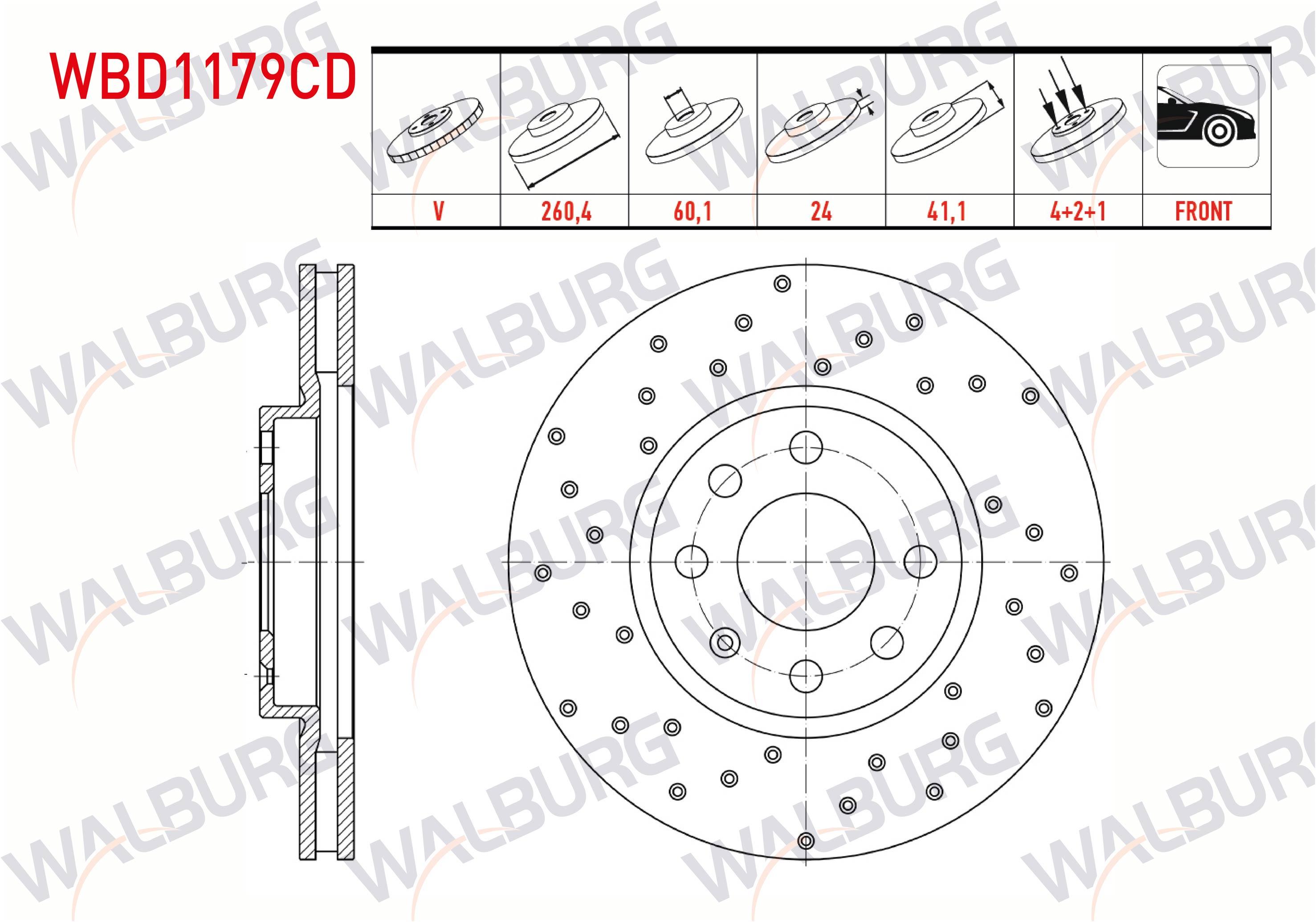 FREN DISKI ON HAVALI KAPLAMALI PERFORMANS DELIKLI 4 BJN 260,4X24X60,1X41,1 OPEL CORSA C 1.7 CDTI 2000-2006