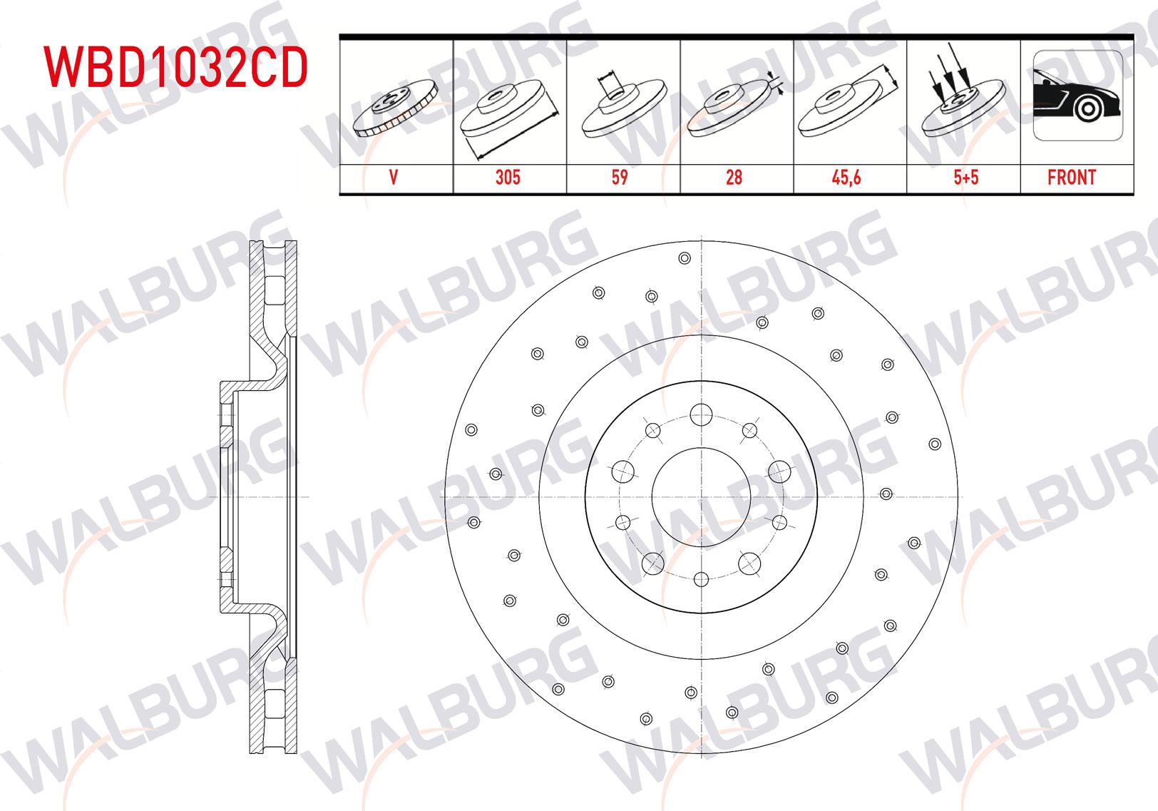 FREN DISKI ON HAVALI KAPLAMALI PERFORMANS DELIKLI 5 BJN 305X28X59X45,6 FIAT DOBLO MAXI 1.4 2010-