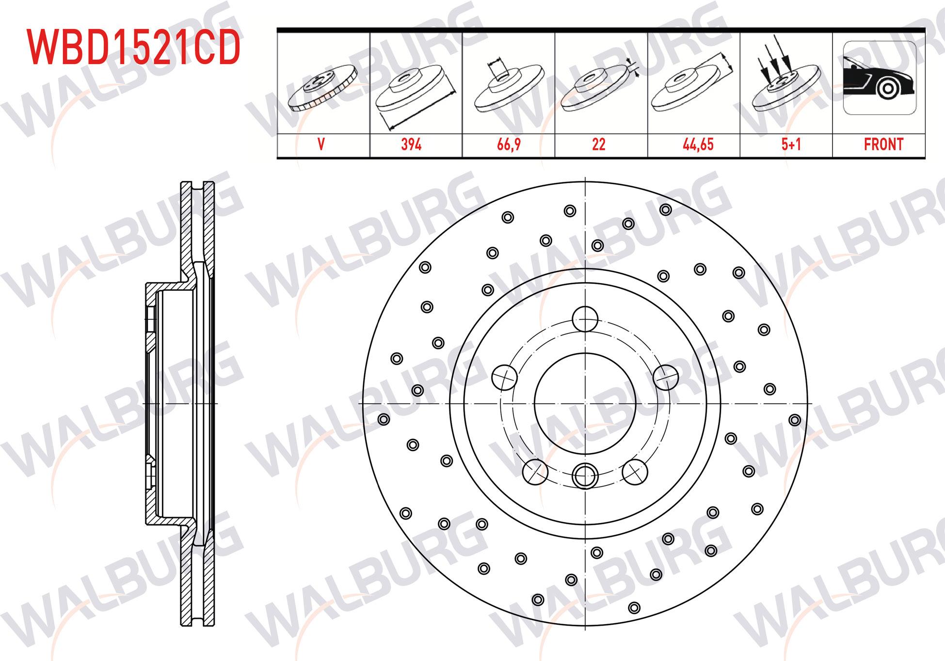 FREN DISKI ON HAVALI KAPLAMALI PERFORMANS DELIKLI BMW 2 SERISI (F45) 216 D 5 BJN 294X22X66,9X44,65 2014-