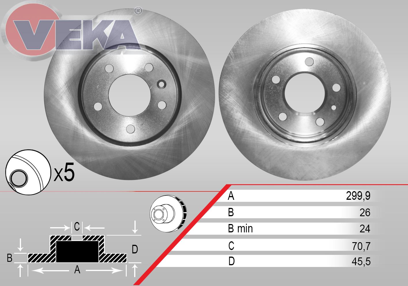 FREN DISKI ON HAVALI OPEL ASTRA J 1.3 CDTI 5 BIJON 299,9X26X70,7X45,5 2009-  13502052