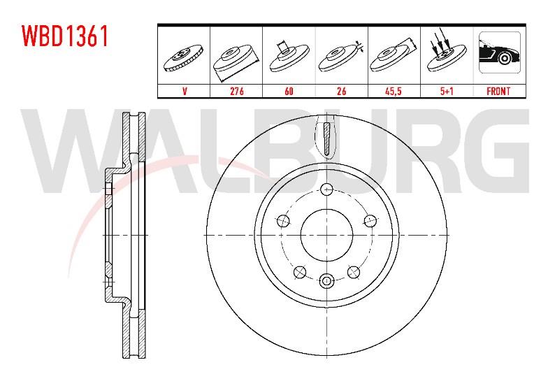 FREN DISKI ON HAVALI OPEL ASTRA K 1.6 CDTI 5 BIJON 15 JANT 276x16x60x45,50 2015- 13515906