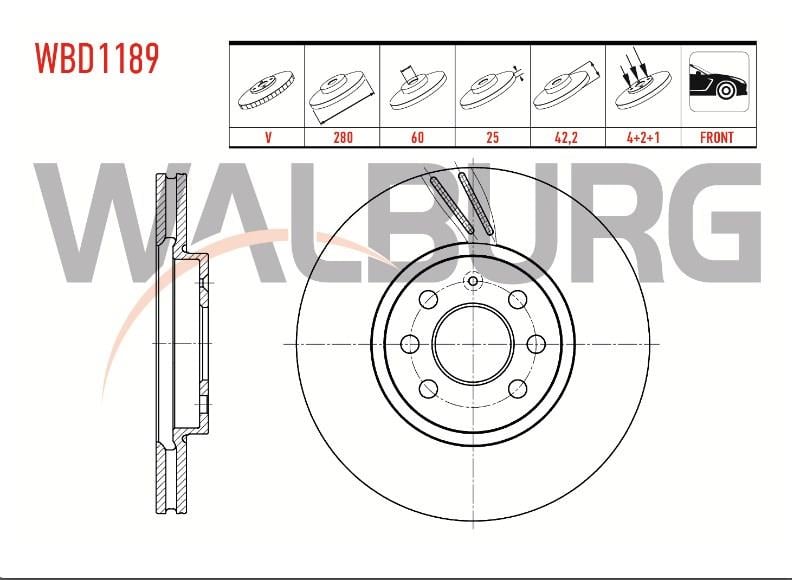 FREN DISKI ON HAVALI OPEL COMBO C 1.3 CDTI 4 BIJON 280X25X60X43,2 2001-2006 93175376 9196050