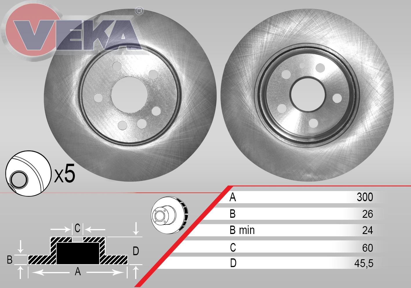 FREN DISKI ON HAVALI OPEL MOKKA 1.6 CDTI 5 BIJON 300X26X60X45,5 2012-13502059