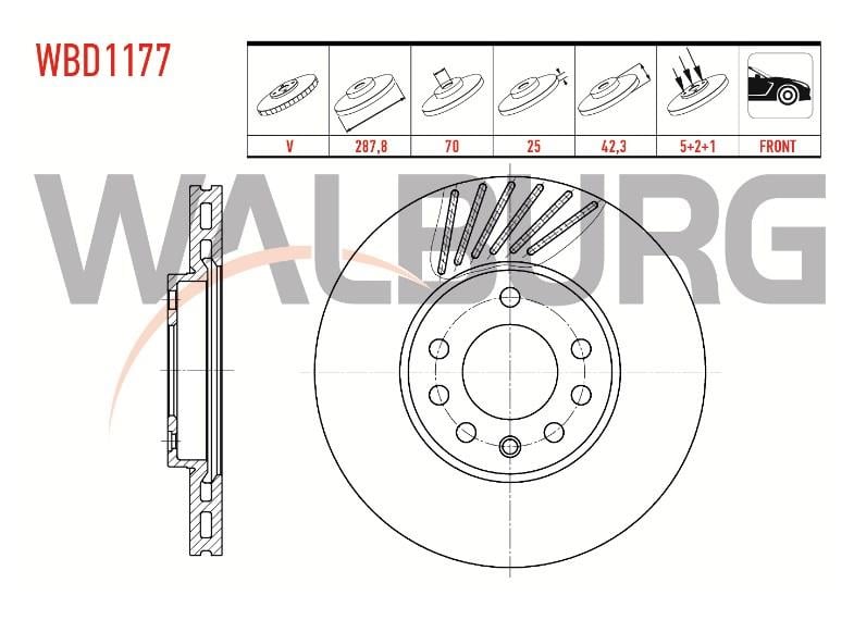FREN DISKI ON HAVALI OPEL VECTRA B 2.0i 5 BIJON 287,8X25X70X42,3 1995-2003 90512029 93182284