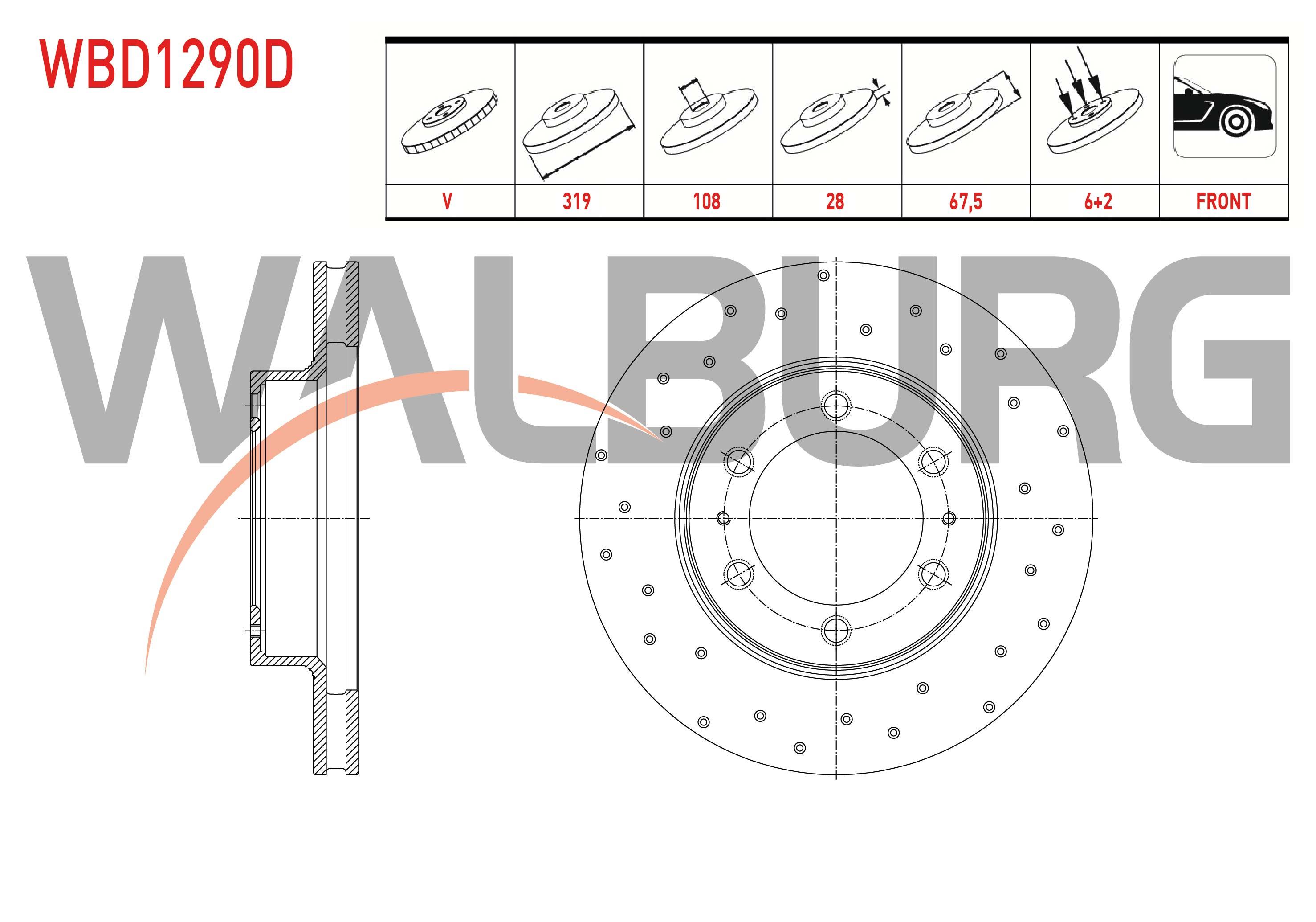 FREN DISKI ON HAVALI PERFORMANS DELIKLI 6 BJN 319X28X108X67,5 TOYOTA HI-LUX VIII REVO PICK UP (GUN1_,GUN13_) 2.4 D 2015-