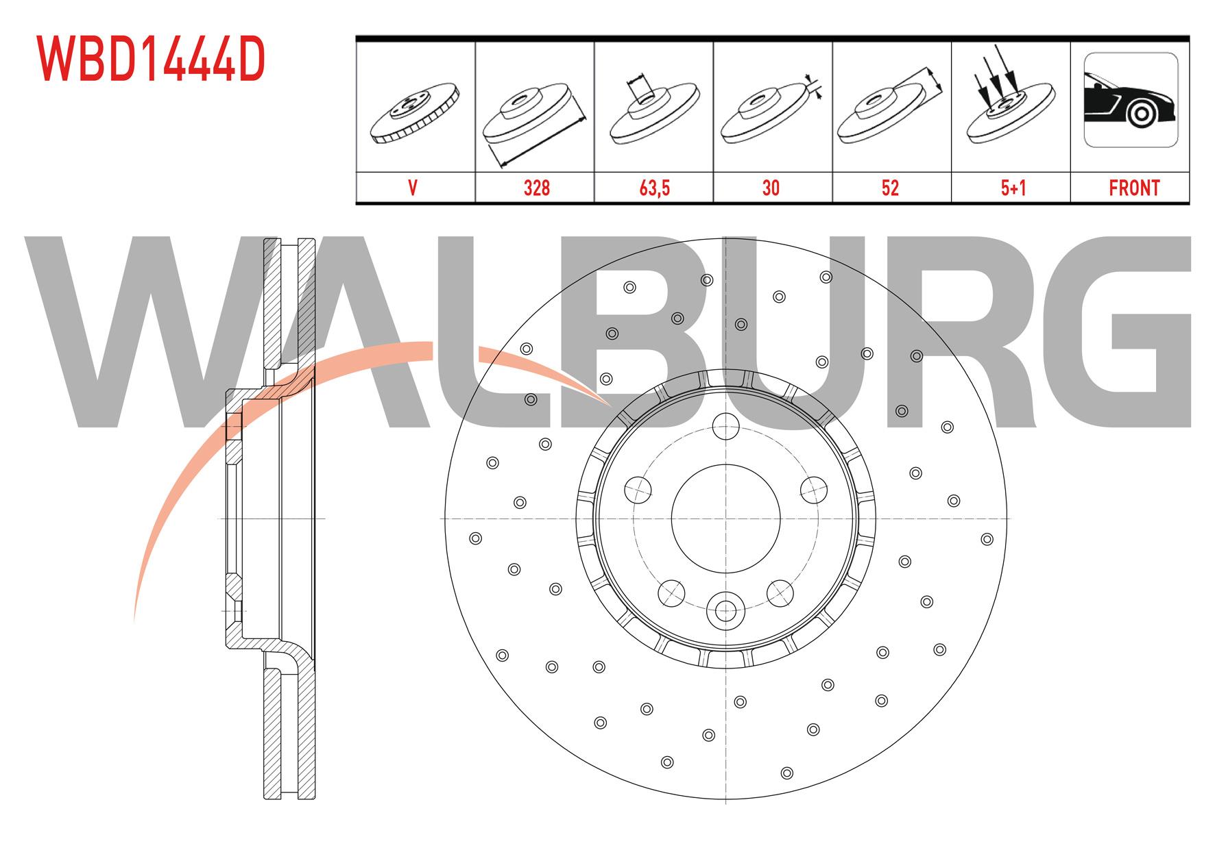 FREN DISKI ON HAVALI PERFORMANS DELIKLI 5 BJN 328X30X63,5X52 VOLVO XC60 D3 - D4 - D5 - 2.4 D 2008-2017