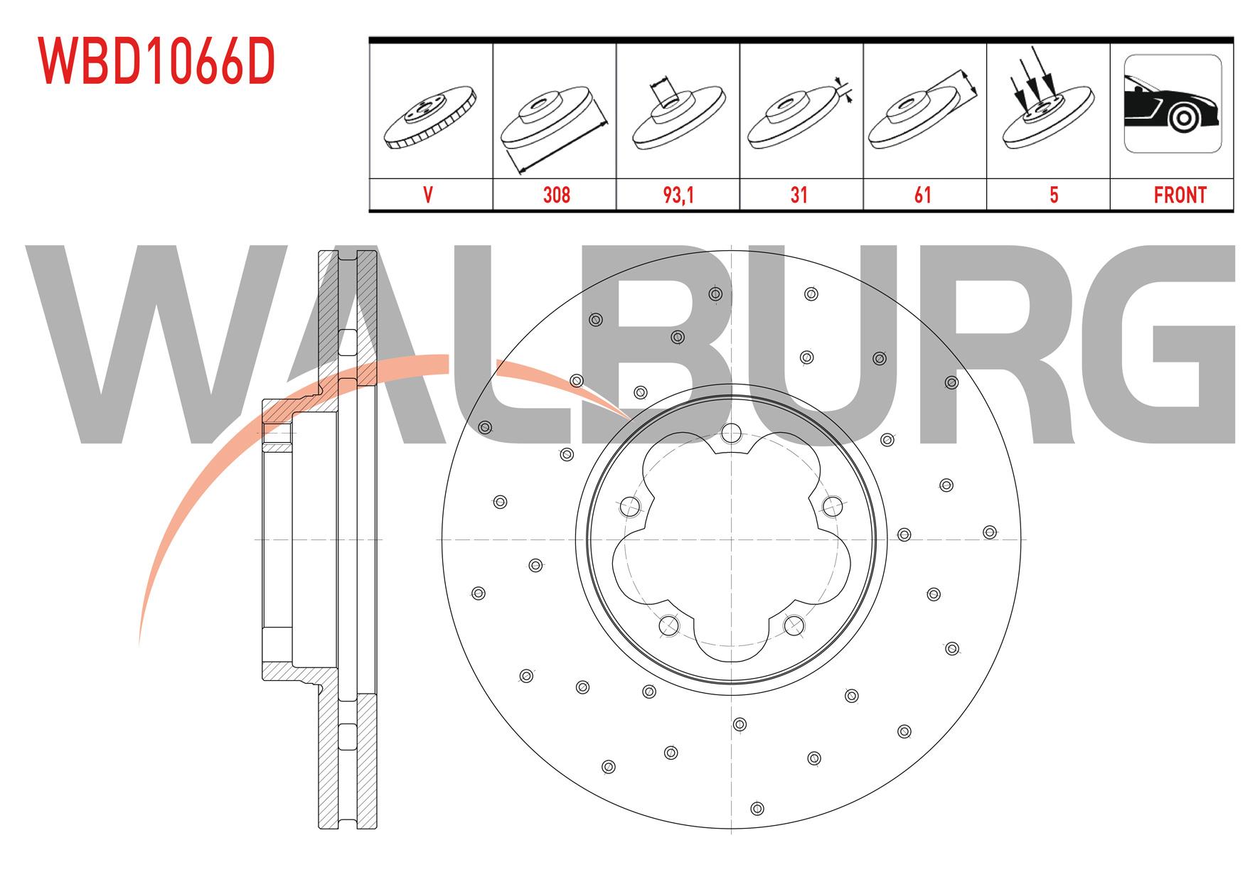 FREN DISKI ON HAVALI PERFORMANS DELIKLI 5 BJN 308X31X93,1X61 FORD TRANSIT (V363) 2.2 TDCI CIFT TEKER 2014-