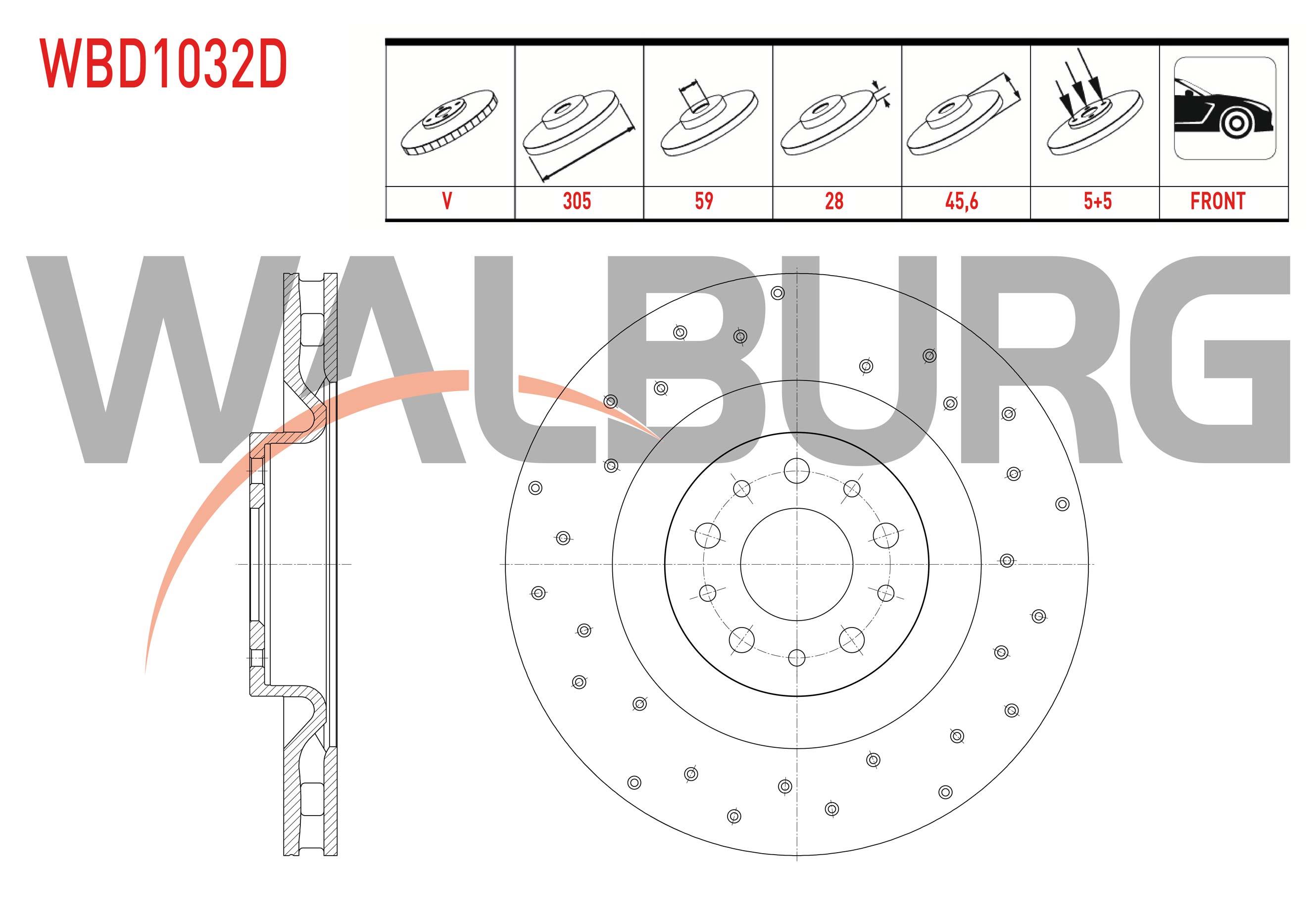 FREN DISKI ON HAVALI PERFORMANS DELIKLI 5 BJN 305X28X59X45,6 FIAT DOBLO MAXI 1.6 MJT 2010- / DOBLO MAXI 1.3 MJT 2010- / DOBLO MAXI 1.4 2010-