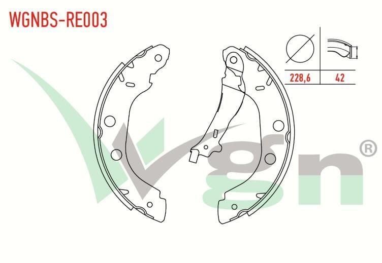 FREN PABUC BALATA ARKA +1mm DAHA KALIN RENAULT KANGOO (KC0/1) 1.5 DCI LEVYELI 228,6X42 mm 1998-2008/ KANGOO 1.9 DTI- 1998-2008/ KANGOO 1.4i 1998-2008