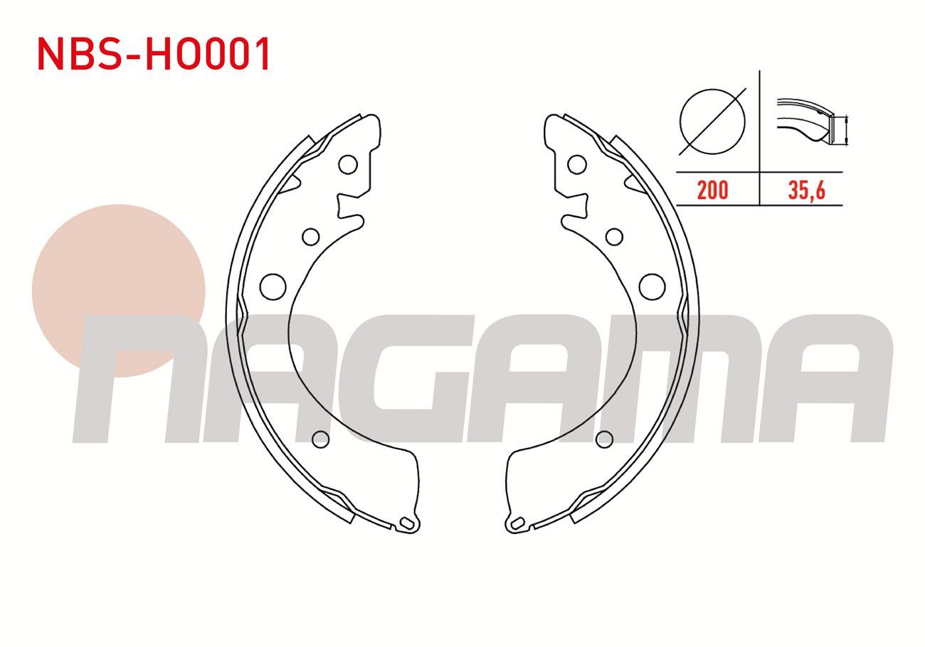 FREN PABUC BALATA ARKA 200X35,6mm HONDA CIVIC VI 1.4i -1.6i 1995-2001/ ACCORD III 1.6 LS -2.0i 16v 1985-1989