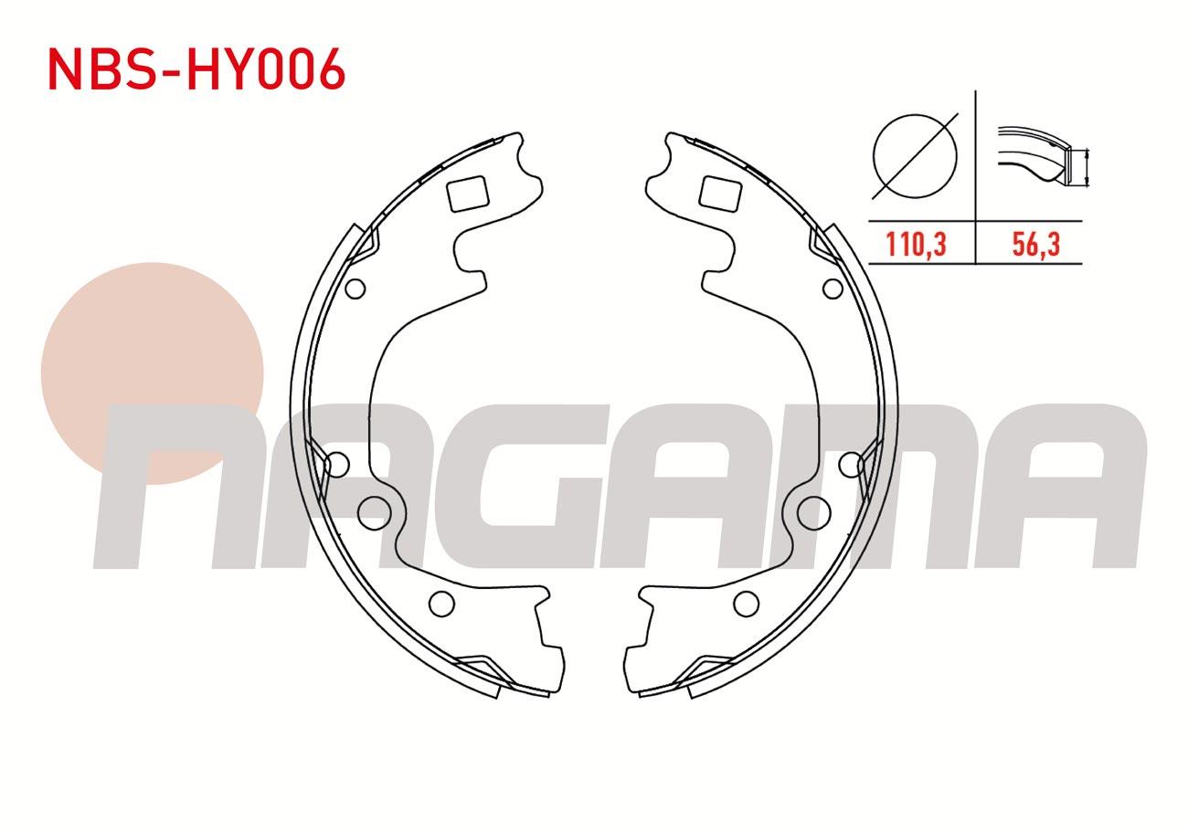 FREN PABUC BALATA ARKA 220,6X56,3 mm HYUNDAI H100 2.5 D KAMYONET 2004- / KIA K2500 2.5 2003- / K2500 2.7 CIFT TEKER 1993-/ MAZDA E 2200 (SR2) 2.2 D 1984-2004