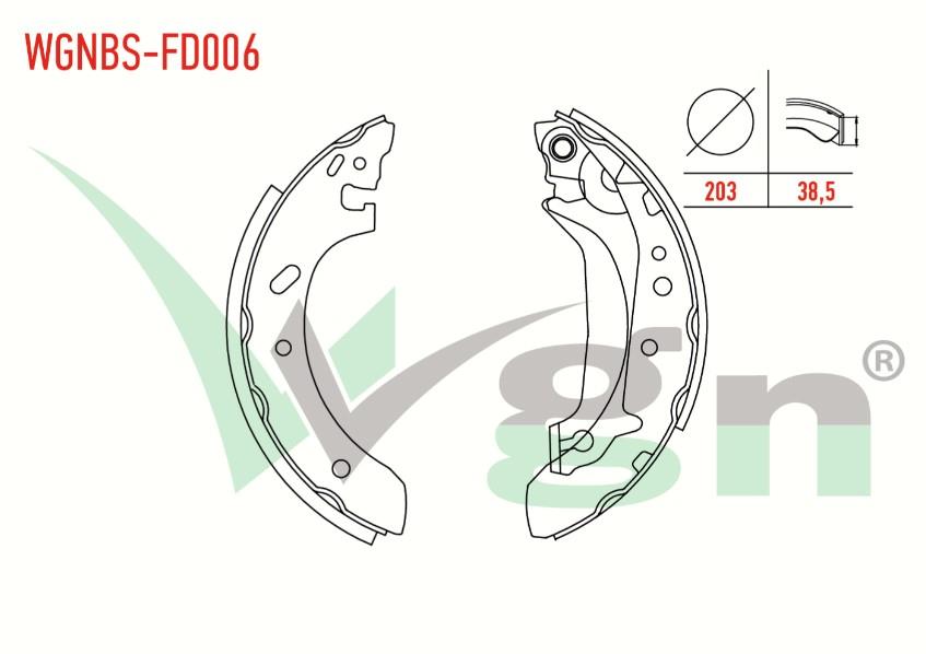 FREN PABUC BALATA ARKA FORD ESCORT VII 1.3 GENIS TIP LEVYELI 203X38,5mm 1995-1999/ESCORT VII 1.4 1995-1999/ESCORT VII 1.6 16v 1995-1999/ESCORT VII 1.8 TD 1995-1999/ESCORT VII 1.8i 1995-1999