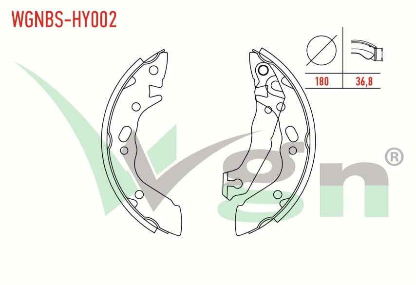 FREN PABUC BALATA ARKA HYUNDAI ACCENT II (LC) 1.5i LEVYELI 180X36,8 mm 1989-1995/HYUNDAI EXCEL 1.3i 1990-1995/HYUNDAI EXCEL 1.5i 1990-1995