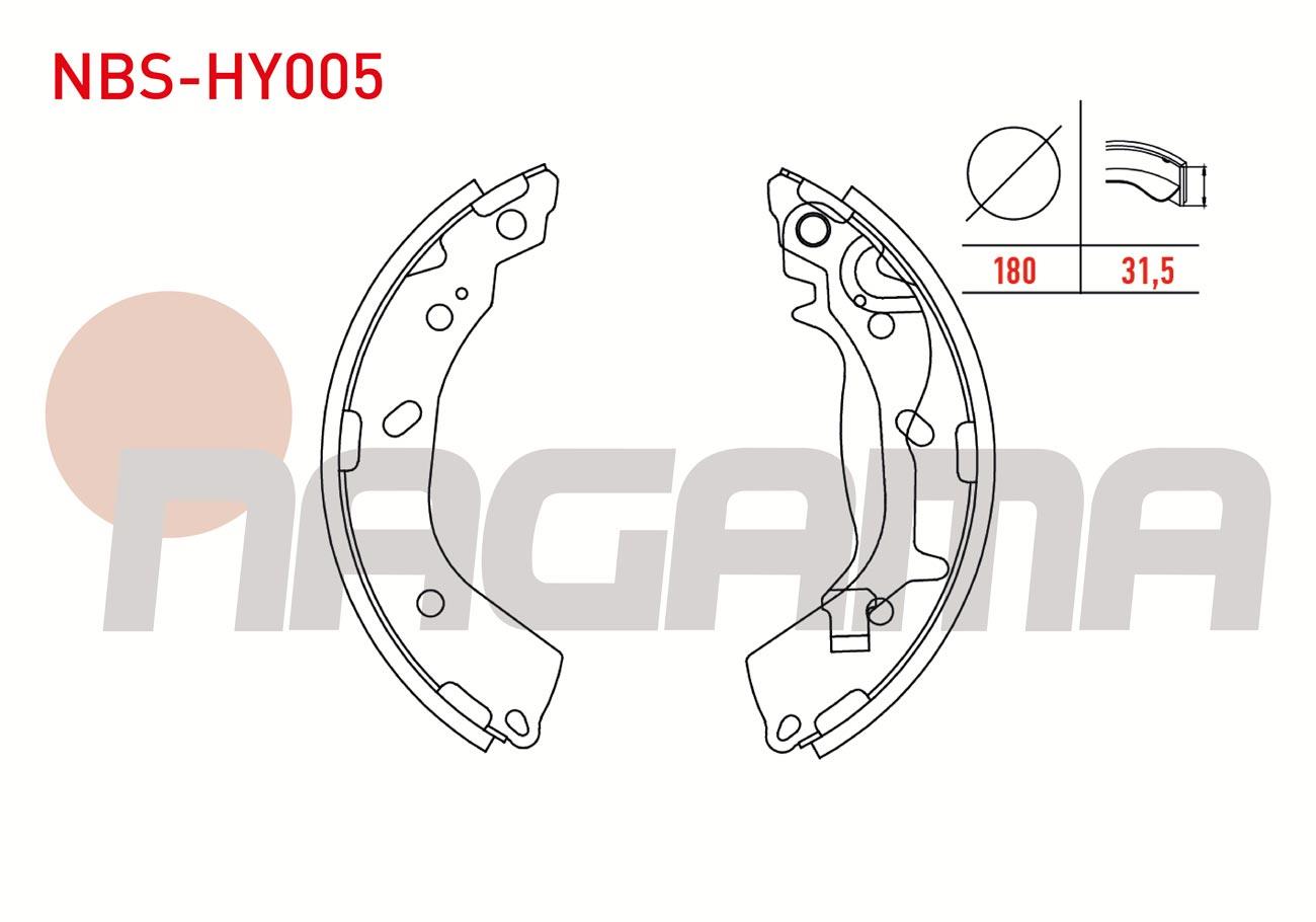 FREN PABUC BALATA ARKA LEVYELI 180X31,5mm HYUNDAI GETZ 1.1i -1.3i -  1.4i - 1.6i - 1.5 CRDI 2002-2008