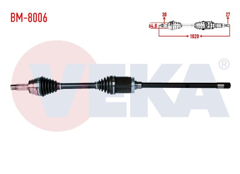 KOMPLE AKS SAG ON BMW X5 (E70) 3.0 D UZUNLUK 1020 mm 2007-2012 31607545126
