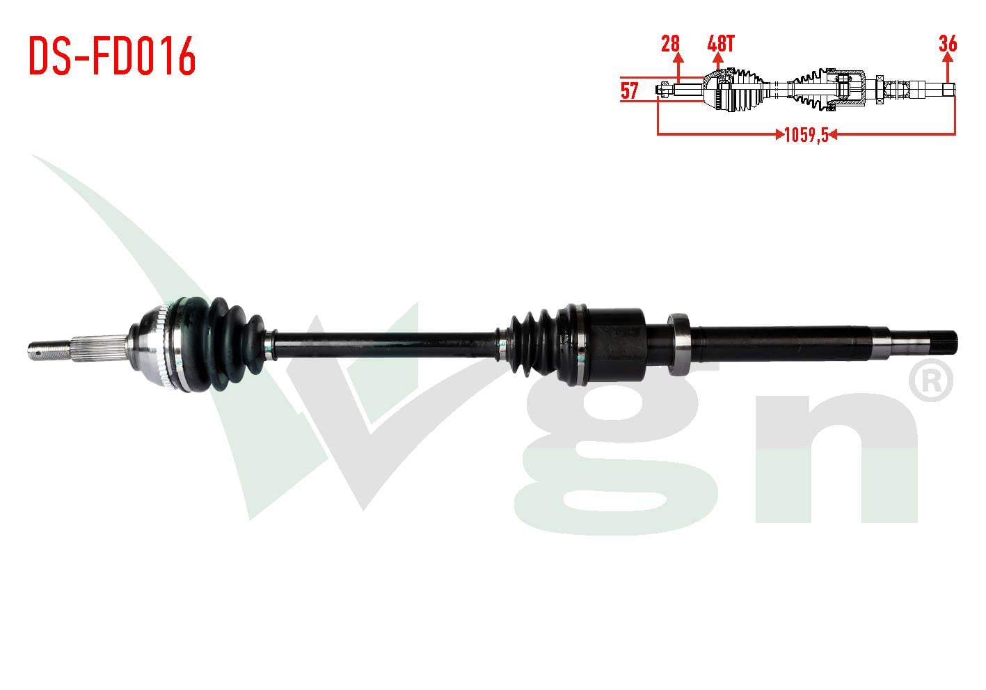 KOMPLE AKS SAG ON FORD TRANSIT (FA_ _) 2.4 TDCI ABSLI 48 DIS UZUNLUK 1059,5mm 2000-2006 1601966 4615963 3C113B436BB 3C113B436BC 4507298