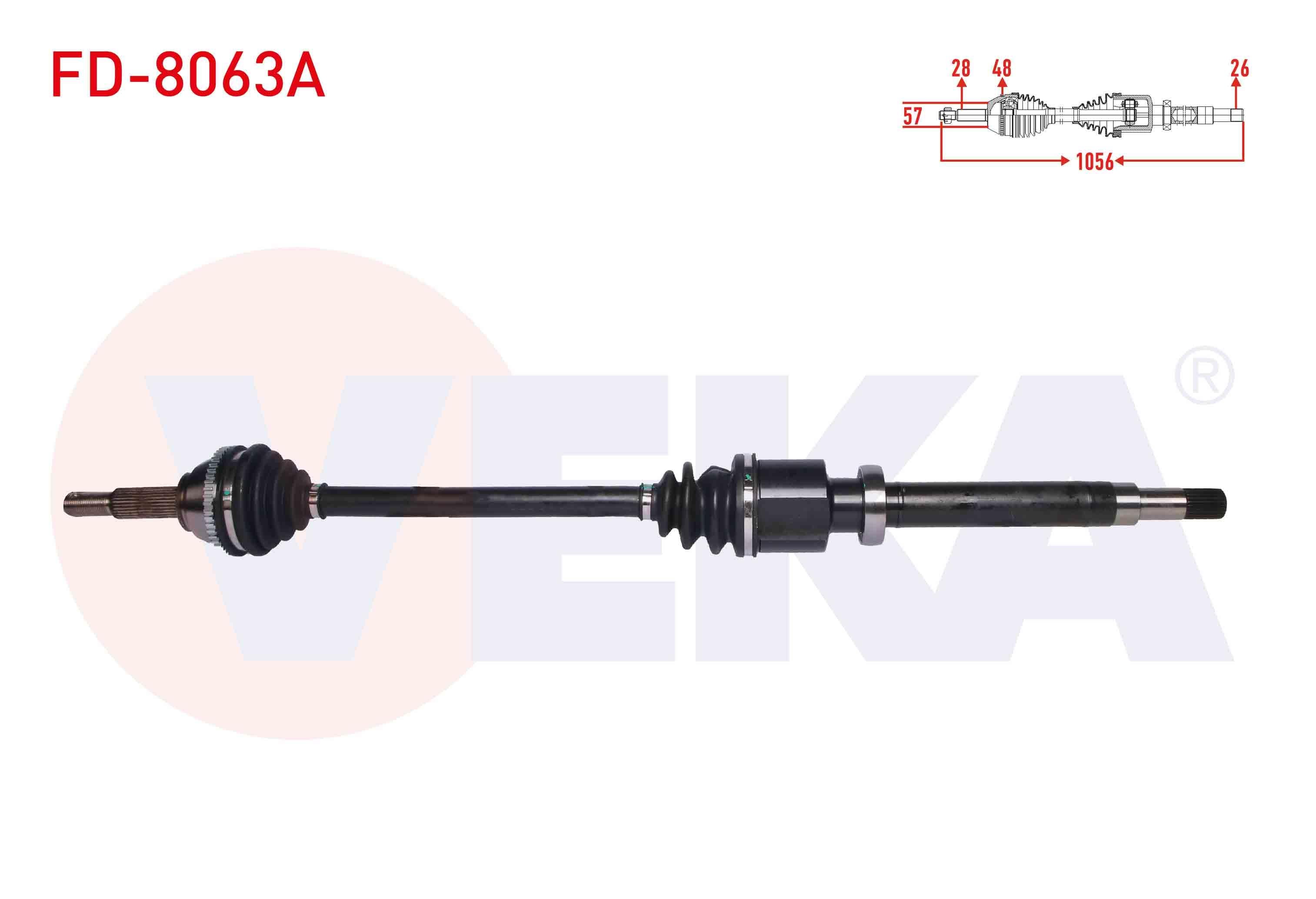 KOMPLE AKS SAG ON FORD TRANSIT (V184) 2.0 TDCI (ONDEN CEKIS) ABSLI 48 DIS UZUNLUK 1056 mm 2000-2006
