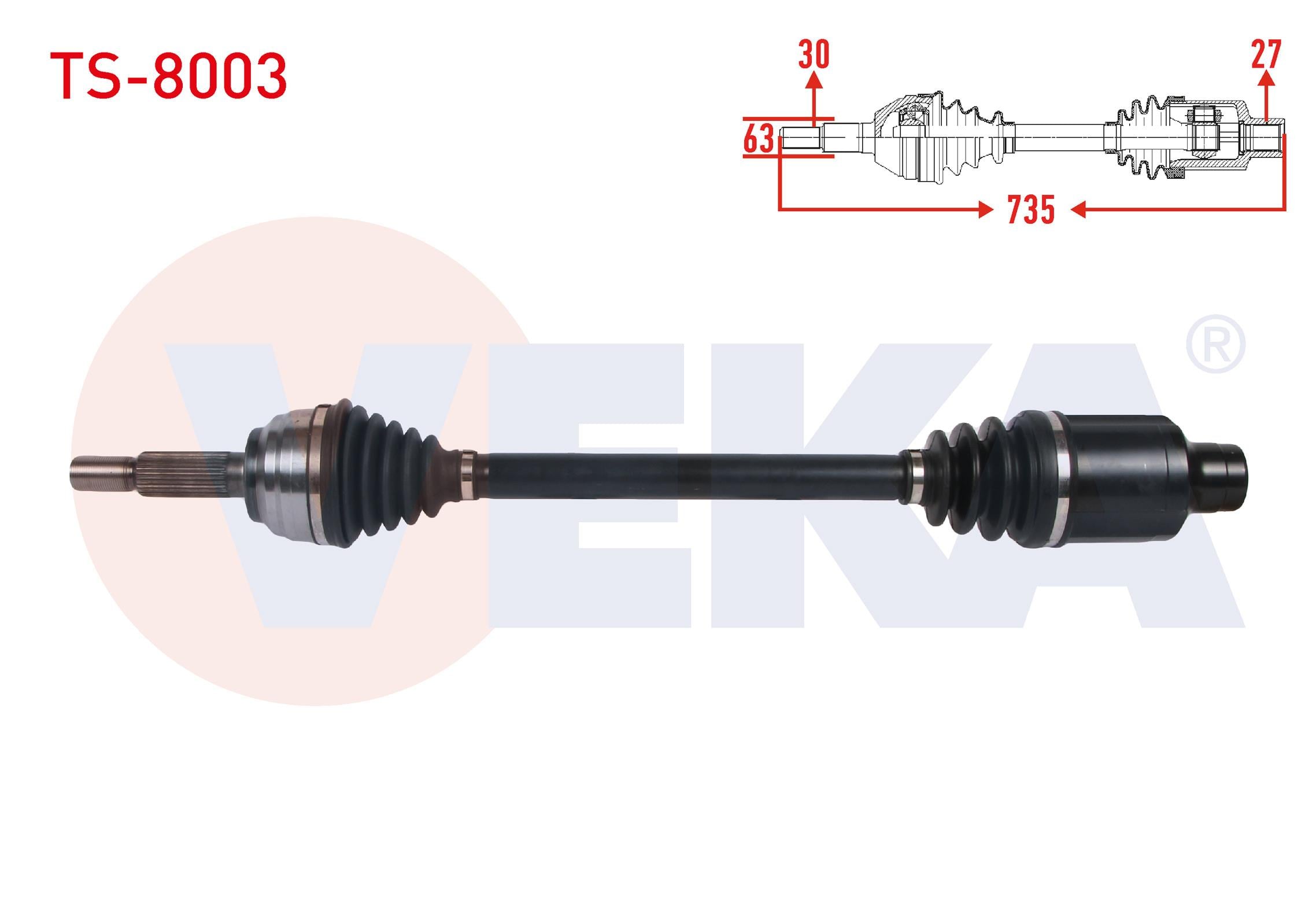 KOMPLE AKS SAG ON UZUNLUK 735mm TESLA MODEL X 2012-