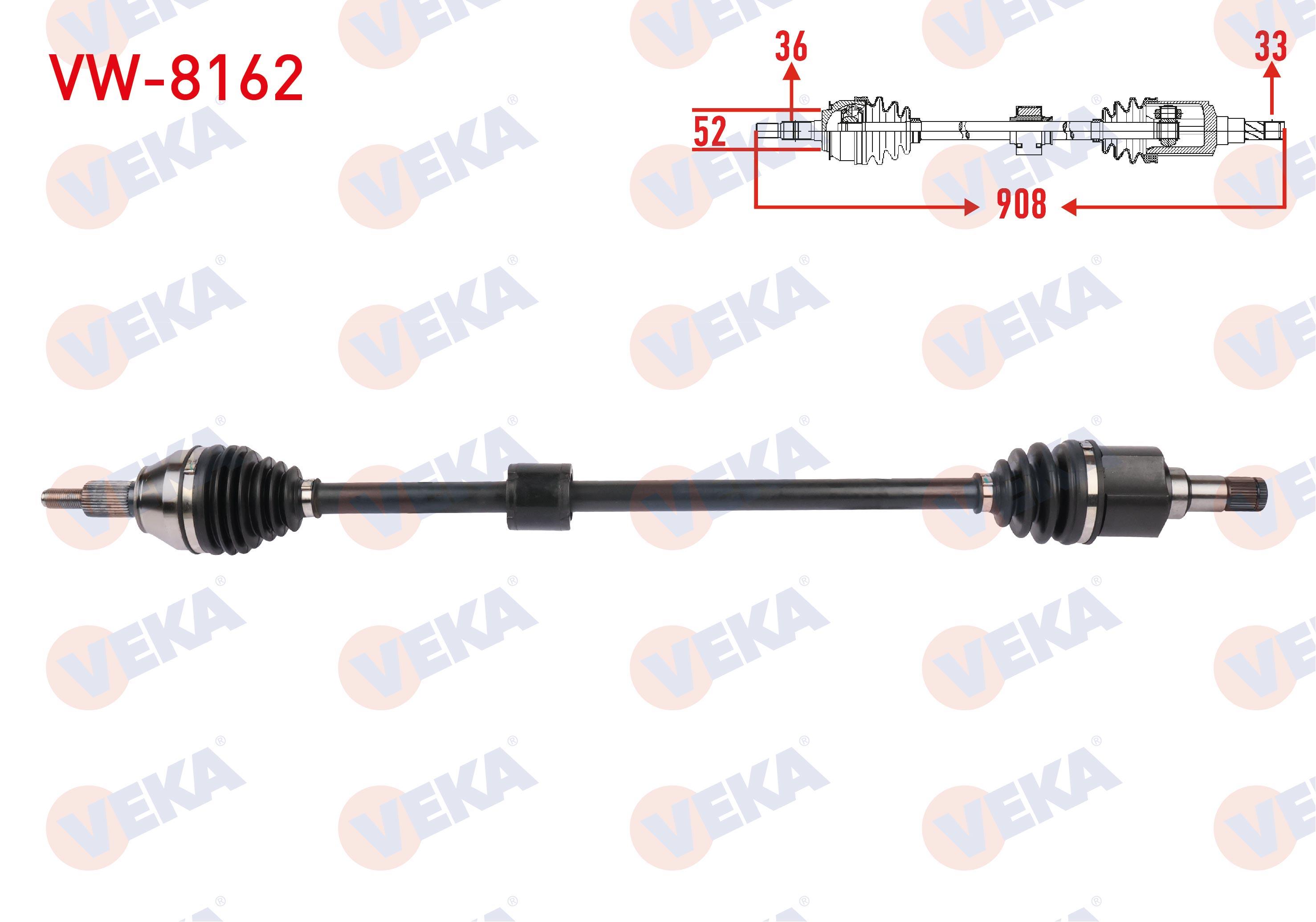 KOMPLE AKS SAG ON UZUNLUK 908mm VOLKSWAGEN POLO VI 1.0 2017- / SEAT IBIZA V 1.0 2017-