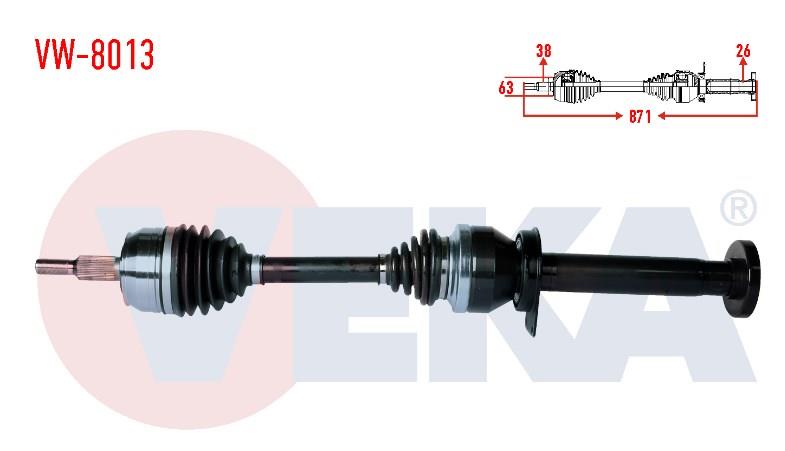 KOMPLE AKS SAG ON VOLKSWAGEN TRANSPORTER V (7HA,7HH,7EA,7EH) 2.5 TDI UZUNLUK 871mm 2003-2011 7E0407272AC 7E0407272BL 7E0407272BD 7E0407272AL
