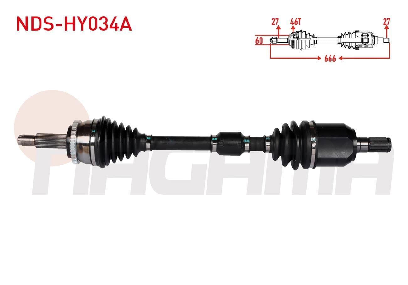 KOMPLE AKS SOL ON ABSLI 46 DIS UZUNLUK 666mm HYUNDAI I30 (GD) 1.6 CRDI A-T 2011-2017/ KIA CEED 1.6 CRDI 2012-