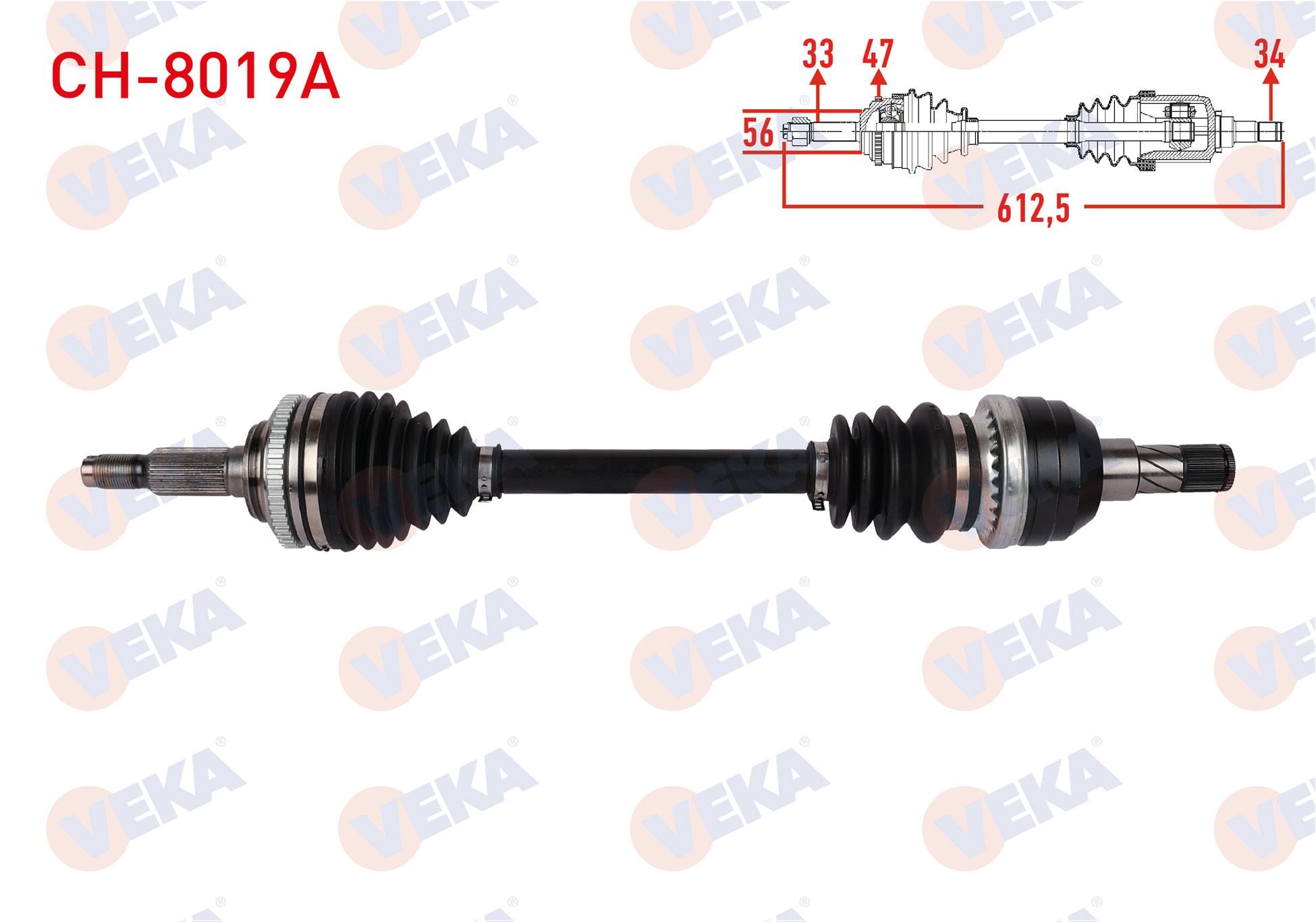 KOMPLE AKS SOL ON ABSLI 47 DIS UZUNLUK 612,5mm CHEVROLET LACETTI (J200) 1.4i 16v - 1.6i 16v M-T 2006-2012
